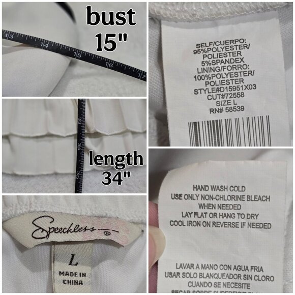 Speechless ✦ White & Black Halter Pleated Dress ✦ Formal Midi w/ Ruched Waist L - Picture 10 of 12